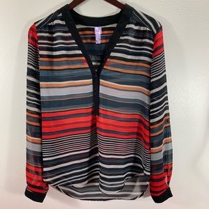 Alya M Stripped Blouse Quarter Button